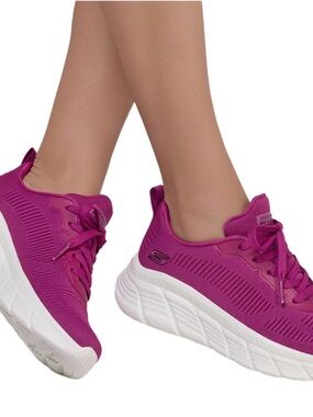 Skechers Bobs Women's Fuchsia Lace-Up Athletic Sneakers